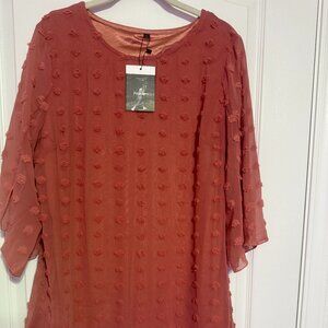 Womens Half Sleeve Layered Flowy Chiffon Blouses Round Neck